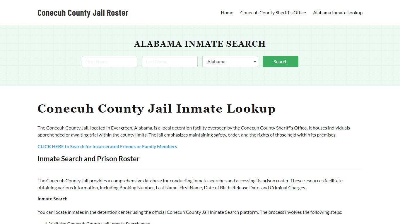 Conecuh County Jail Roster Lookup, AL, Inmate Search