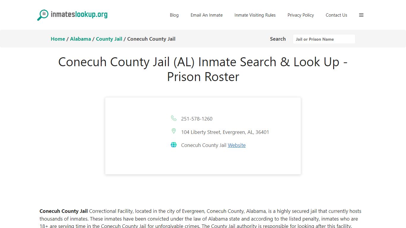 Conecuh County Jail (AL) Inmate Search & Look Up - Prison Roster
