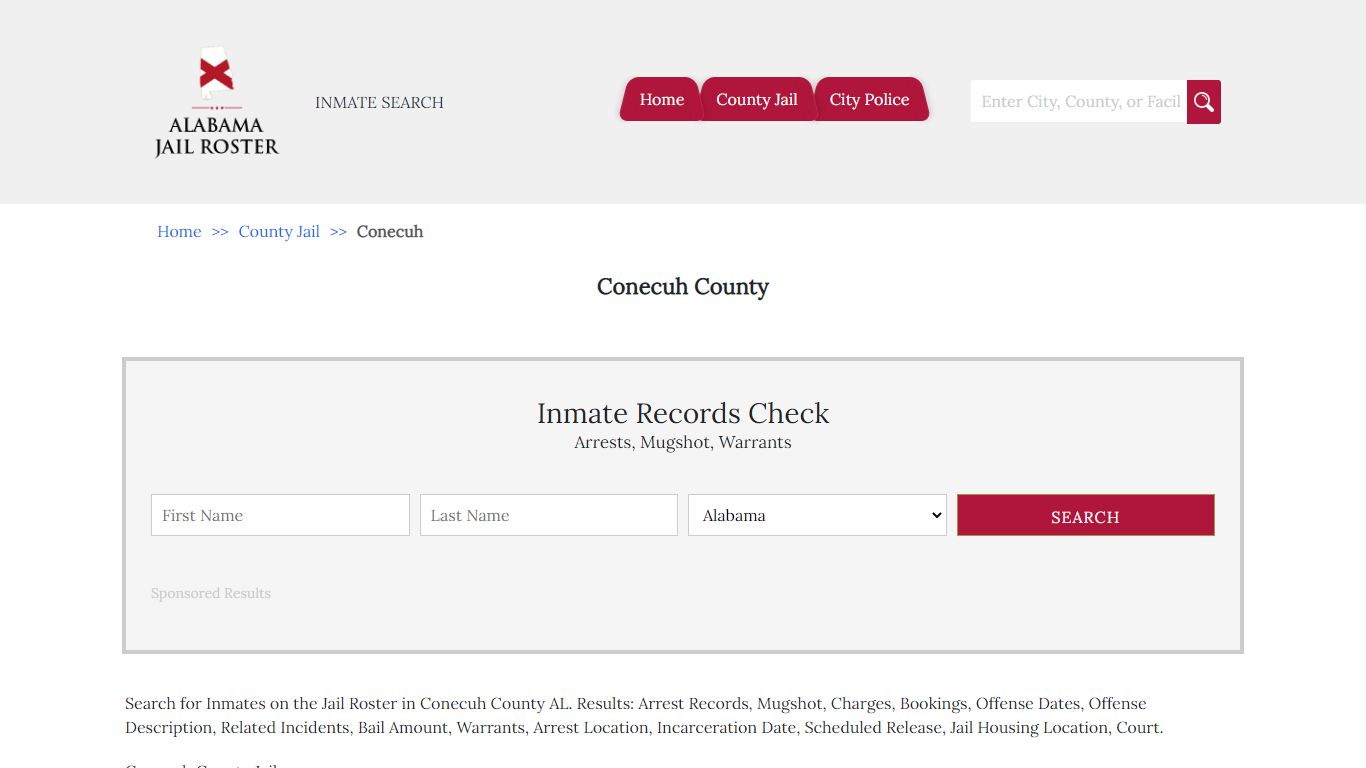 Conecuh County | Alabama Jail Inmate Search